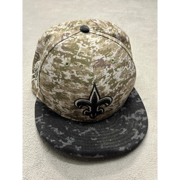 New Orleans Saints Hat Cap Fitted Mens 7 5/8 Camo Black NFL Football New Era - Picture 1 of 8